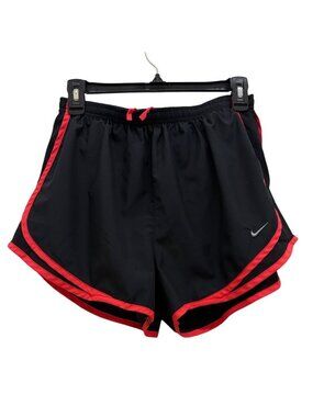 Nike Dri‑Fit Black Running Shorts Women’s L Red Trim Lightweight Athletic Traini